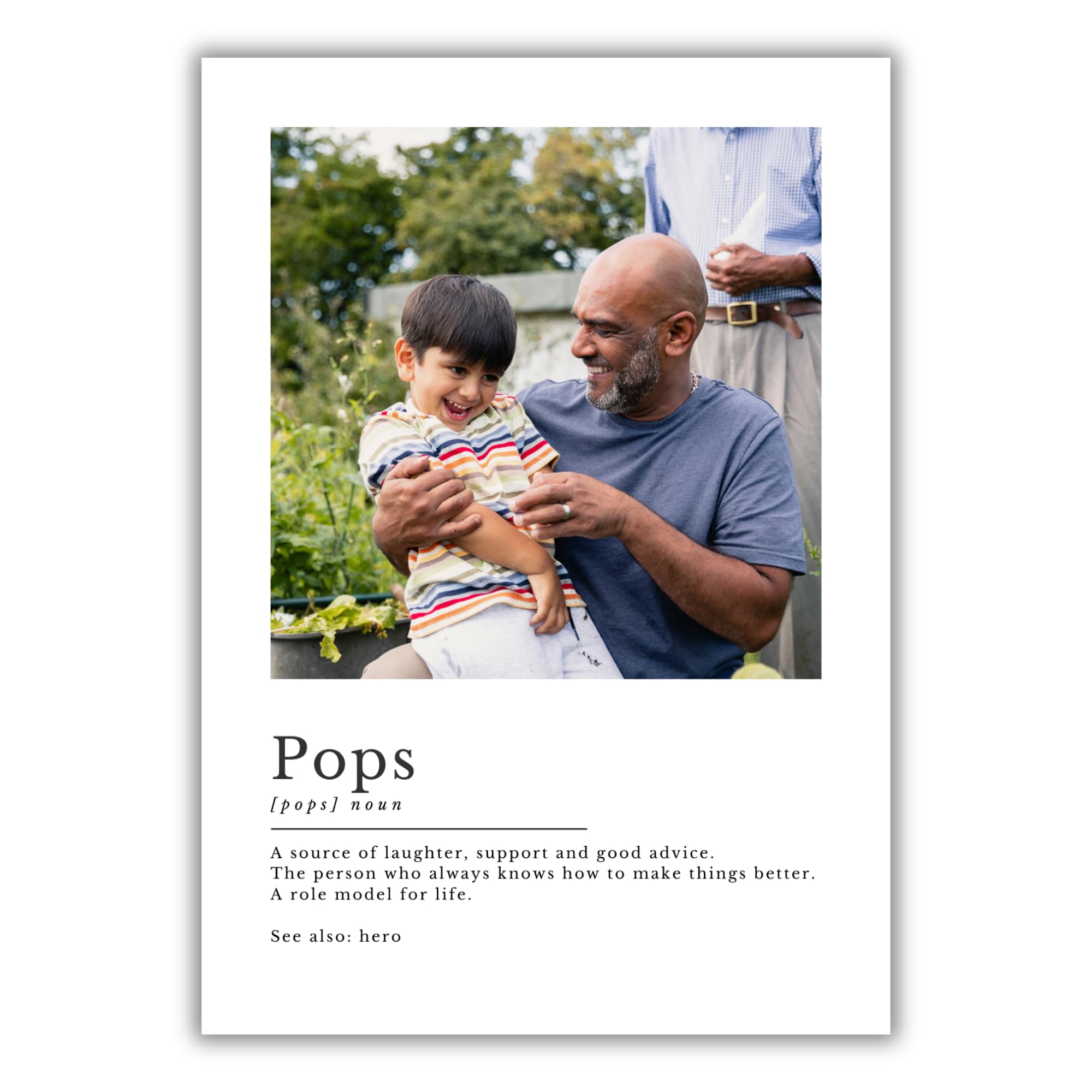 PosterLyte Personalised Photo Print for Dad Custom Daddy Picture Gift Birthday Father’s Day Unframed Wall Art Poster (Pops Definition)