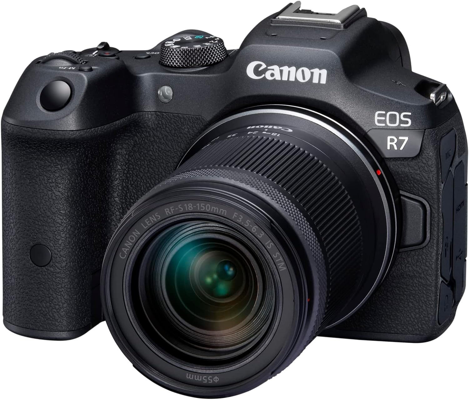 Canon EOS R7 Appareil Photo + Objectif RF-S 18-150 mm F3.5-6.3 is STM (Appareil Photo Hybride, Enregistrement vidéo 4K/30p, jusqu'à 15 IPS, WLAN) Noir & Bague d'adaptation EF - EOS R - Noir