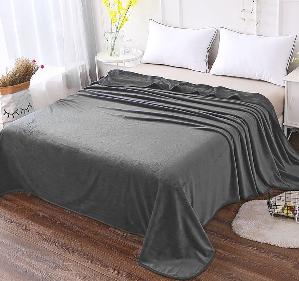 HOZY Soft Blanket Twin/Twin XL Fleece Warm Fuzzy Throw Extra Long Blankets for The Bed Sofa Lightweight Dark Grey 66"*90" - Image 2