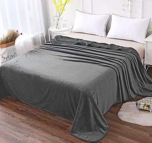 Vista 2 de Hozy - Cobija de forro polar para cama de 330GSM, suave, tela cepillada, muy cálida, para el sofá Gris Oscuro
