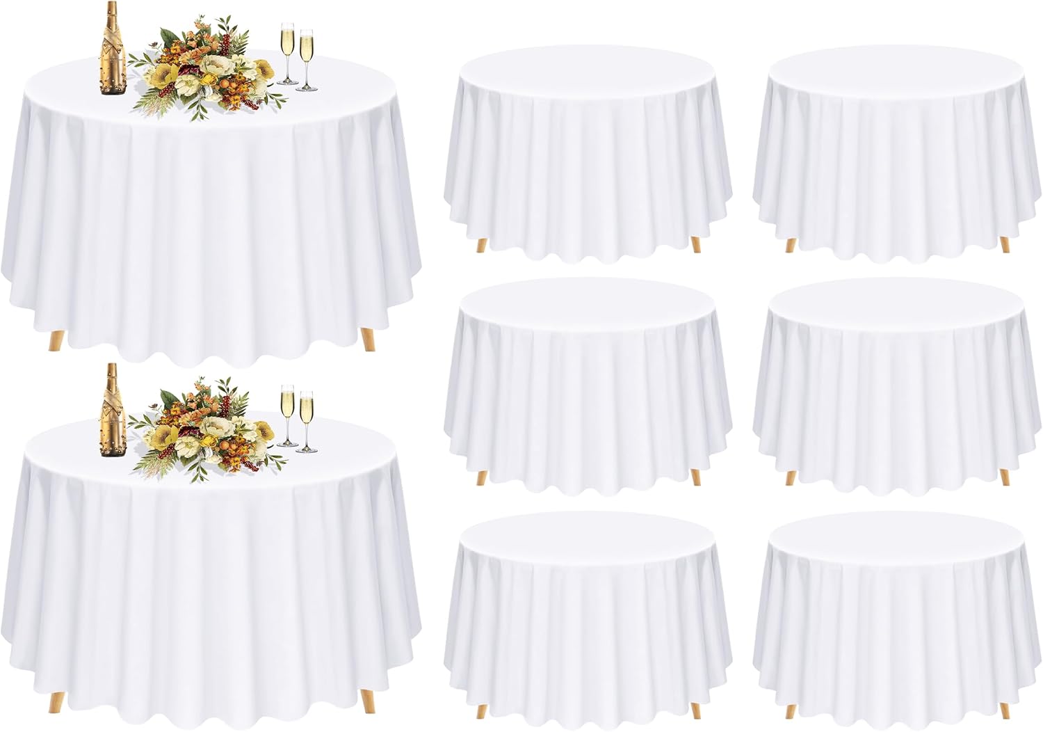 Pesonlook Round Tablecloth 8 Pack 120 Inch White Round