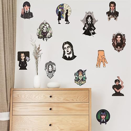 Miniatura 4 de Wednesday - Calcomanías de pared de PVC, para niños, dormitorio, sala de juegos, decoración de fondo