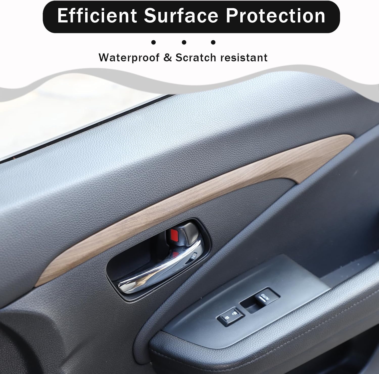 2PCS Front Inner Door Decorative Strip Cover Trim for Honda Pilot 2016-2022, ABS Material Automotive Inner Door Panel Sticker Accessories (Pear Wood Grain)