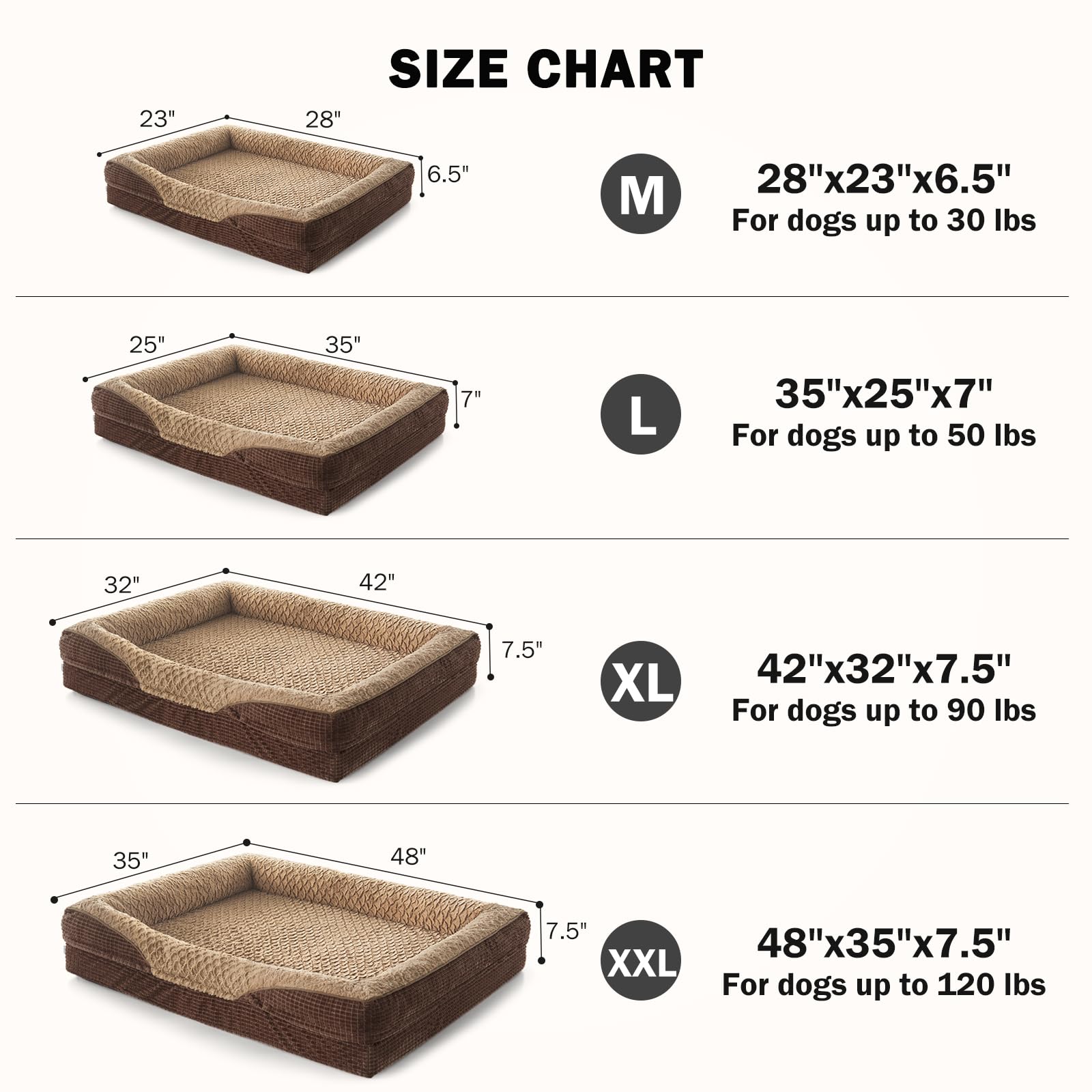 INVENHO Orthopedic Dog Beds Large Sized, XL Washable Egg-Crate Memory Foam Dog Couch with Washable Removable Cover, Waterproof Lining and Nonskid Bottom - image 7