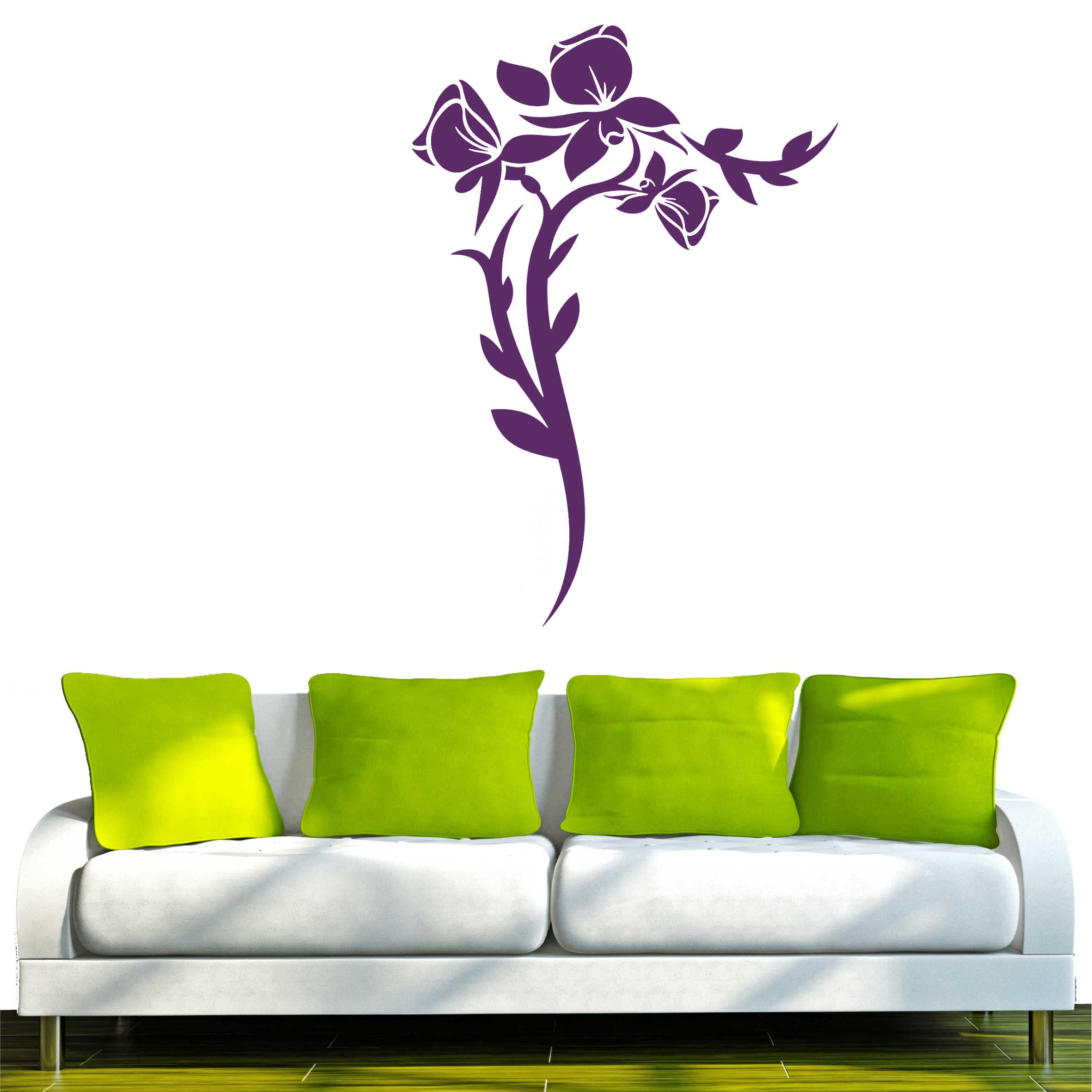 INDIGOS UG - Decalcomanie da muro - adesivi da parete - Murale - F311 fiaba con fiori, 160 x 113 cm - viola, - Decorazione per soggiorno, camera dei bambini, ufficio, scuola