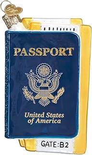 Old World Christmas Glass Blown Ornament S-Hook Gift Box, Vacation Collection (Passport)