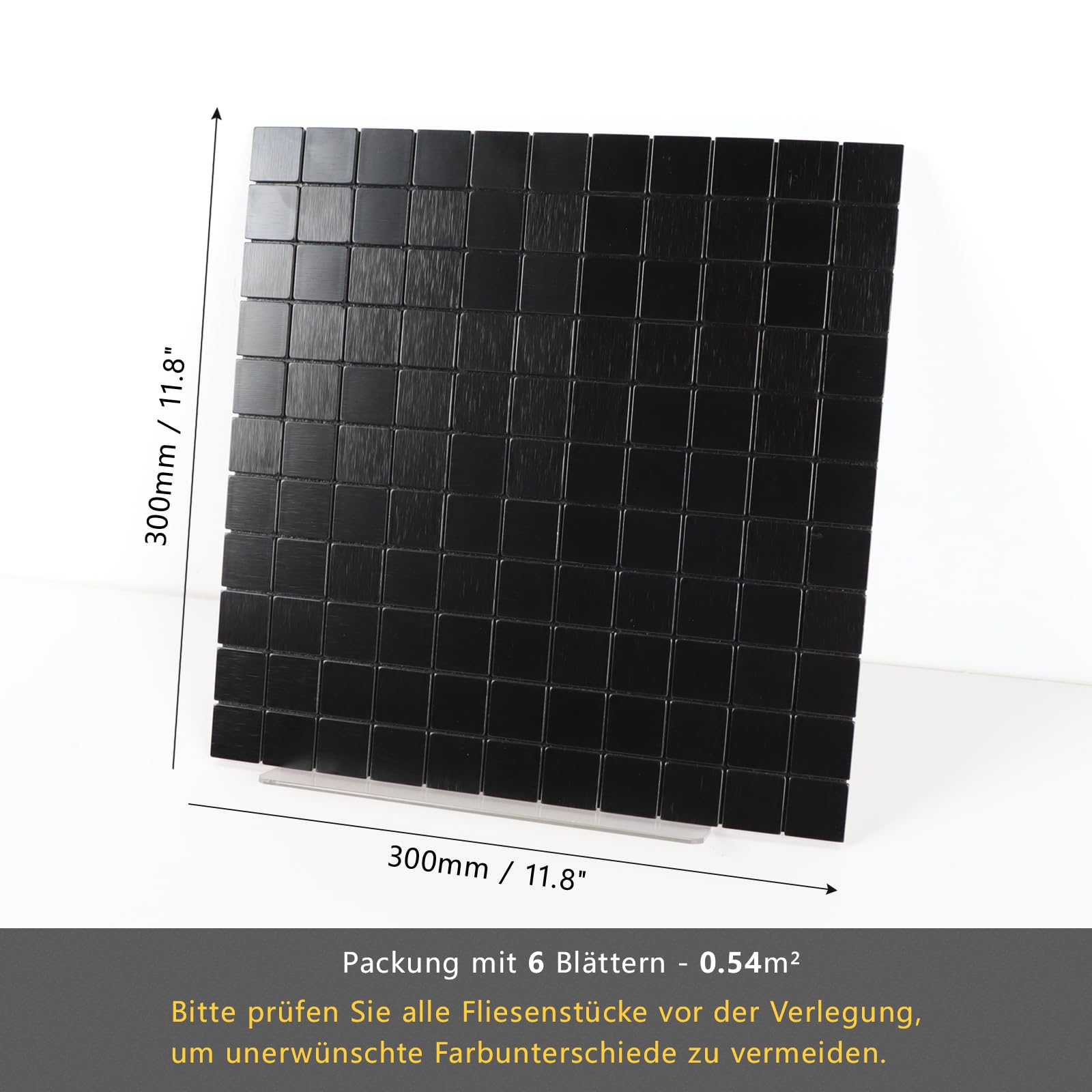 Selbstklebende Fliesen Mosaik Fliesen, Küche Selbstklebend Fliesenaufkleber Metall Mosaik Klebefliesen (6 Matten, Schwarz)
