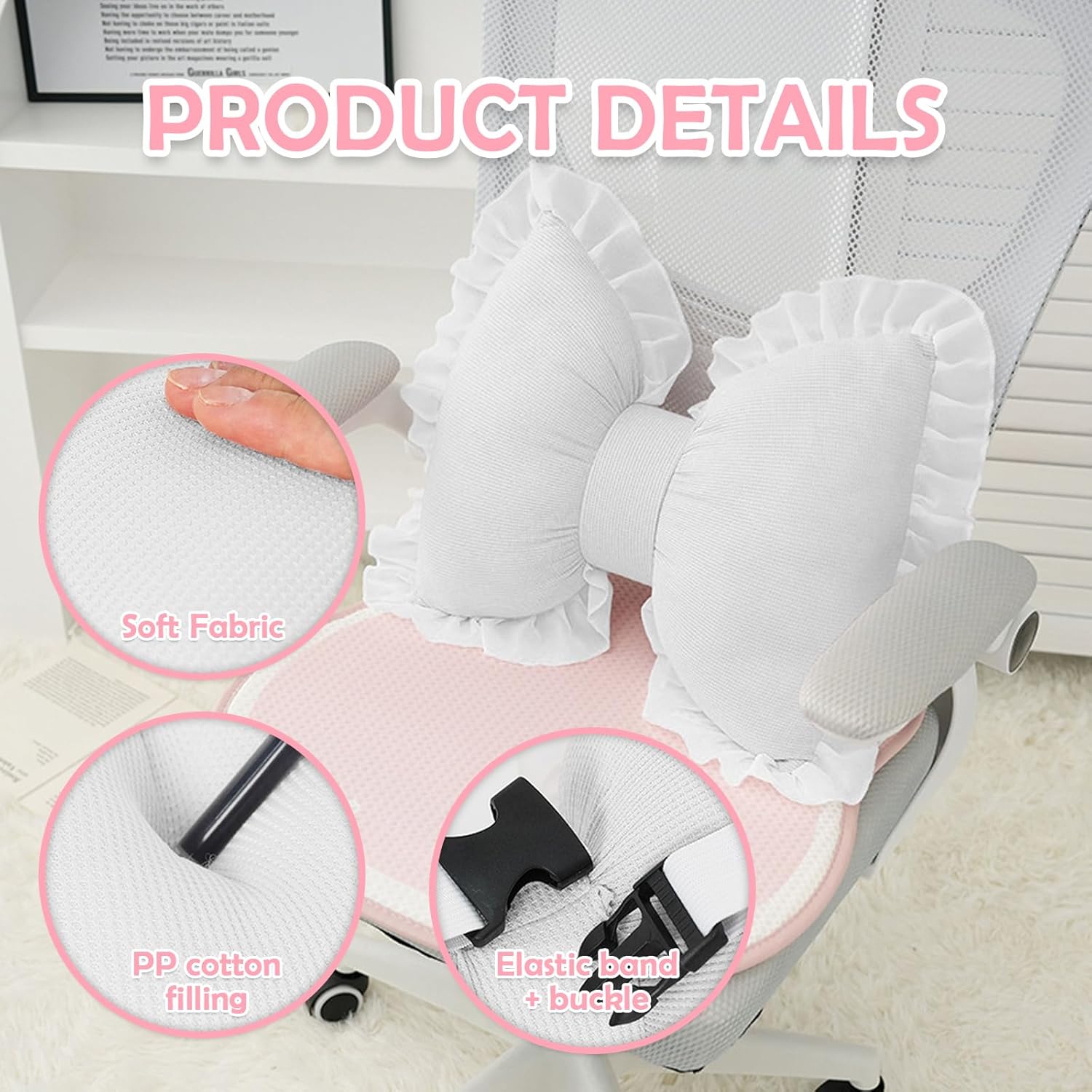 Set of 2 Bow Shaped Throw Pillow Soft Bowknot Decorative Pillows Cute Car Lumbar Pillows Novelty Bow Pillow for Sofa Couch Bed Living Room Bedroom (White)
