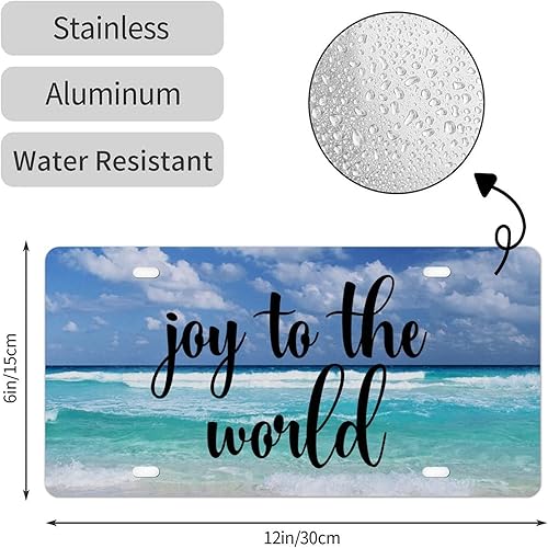 Miniatura 2 de Joy to The World - 2 letreros de acero inoxidable para placa de automóvil, placa de tocador, de aluminio inoxidable, accesorio exterior de
