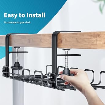 OWill Cable Management Tray, Cable Racks Under Desk Cable Organizer for Wire Management, Sturdy Metal Cable Tray Basket for Office and Home, Z03910