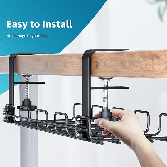 OWill Cable Management Tray, Cable Racks Under Desk Cable Organizer for Wire Management, Sturdy Metal Cable Tray Basket for Office and Home, Z03910