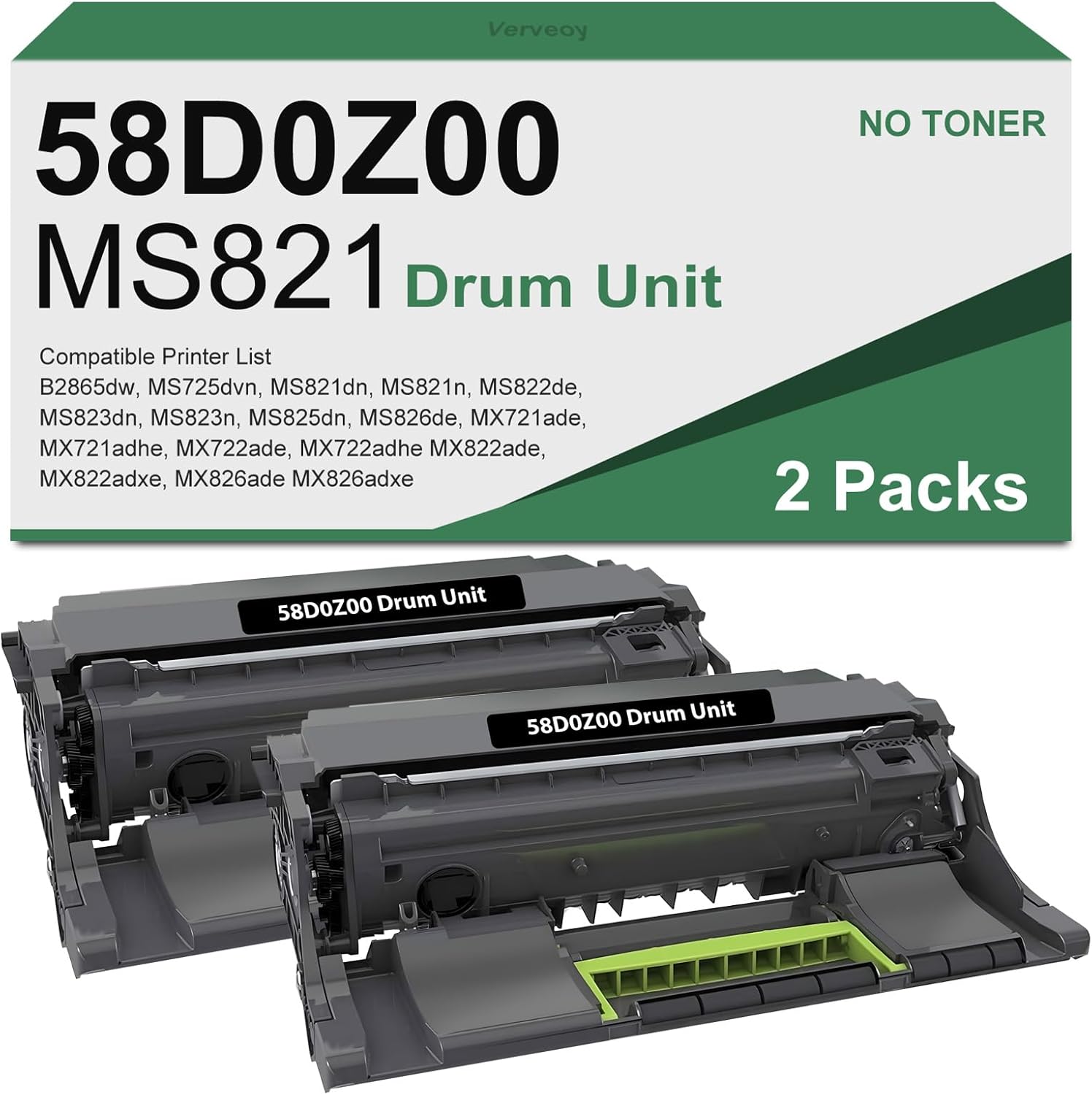 58D0Z00 Imaging Unit Remanufactured for Lexmark 58D0Z00 Imaging Drum Replacement for Lexmark MS823 MS821 MS823n MS821dn MS825 B2865 MS725dvn MX721ade Printer Imaging Unit (2-Pack, Black)