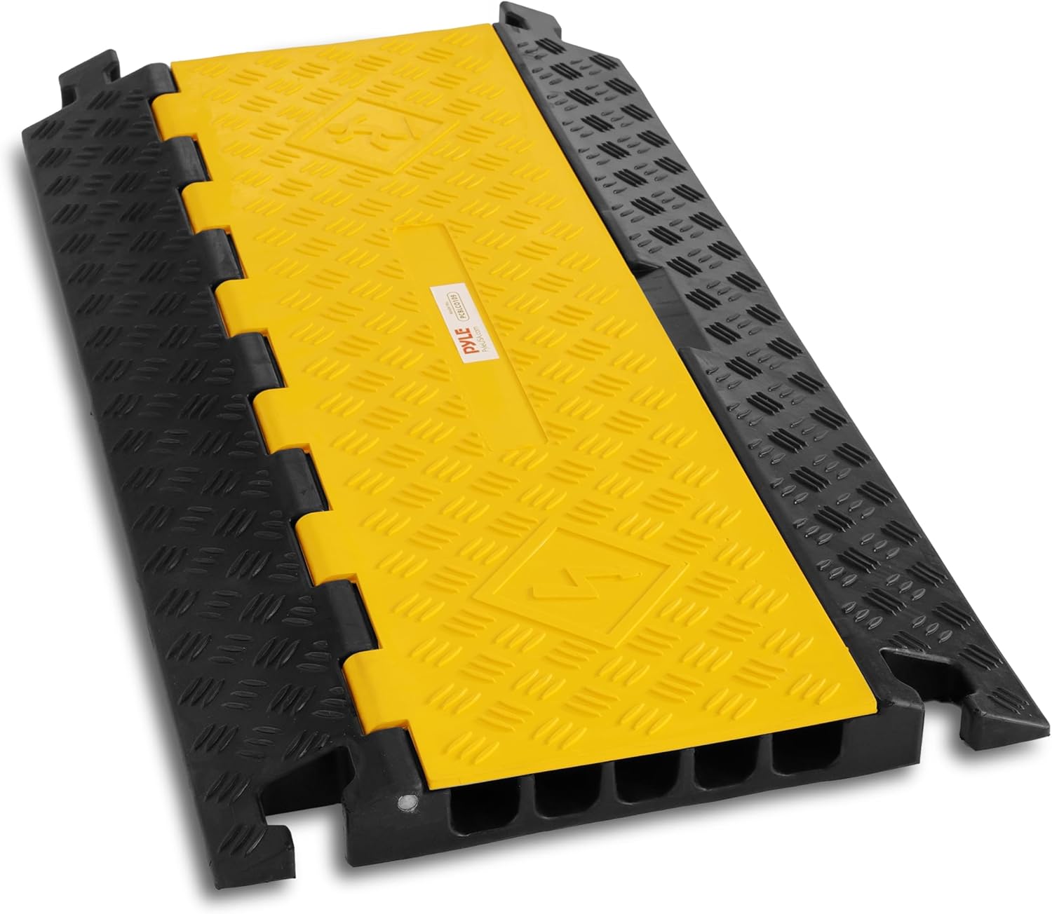 Pyle Durable Cable Protective Ramp Cover - Supports 33000lbs Five Channel Heavy Duty Cord Protection w/Flip-Open Top Cover, 31.5” x 17.5” x 1.77” Cable Concealer for Indoor Outdoor Use PCBLCO109