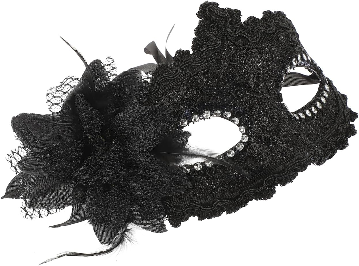 STOBAZA Princess Lace Half Face Mask for Women Halloween Masquerade Party Cosplay Costume Accessory 7.5 Inch