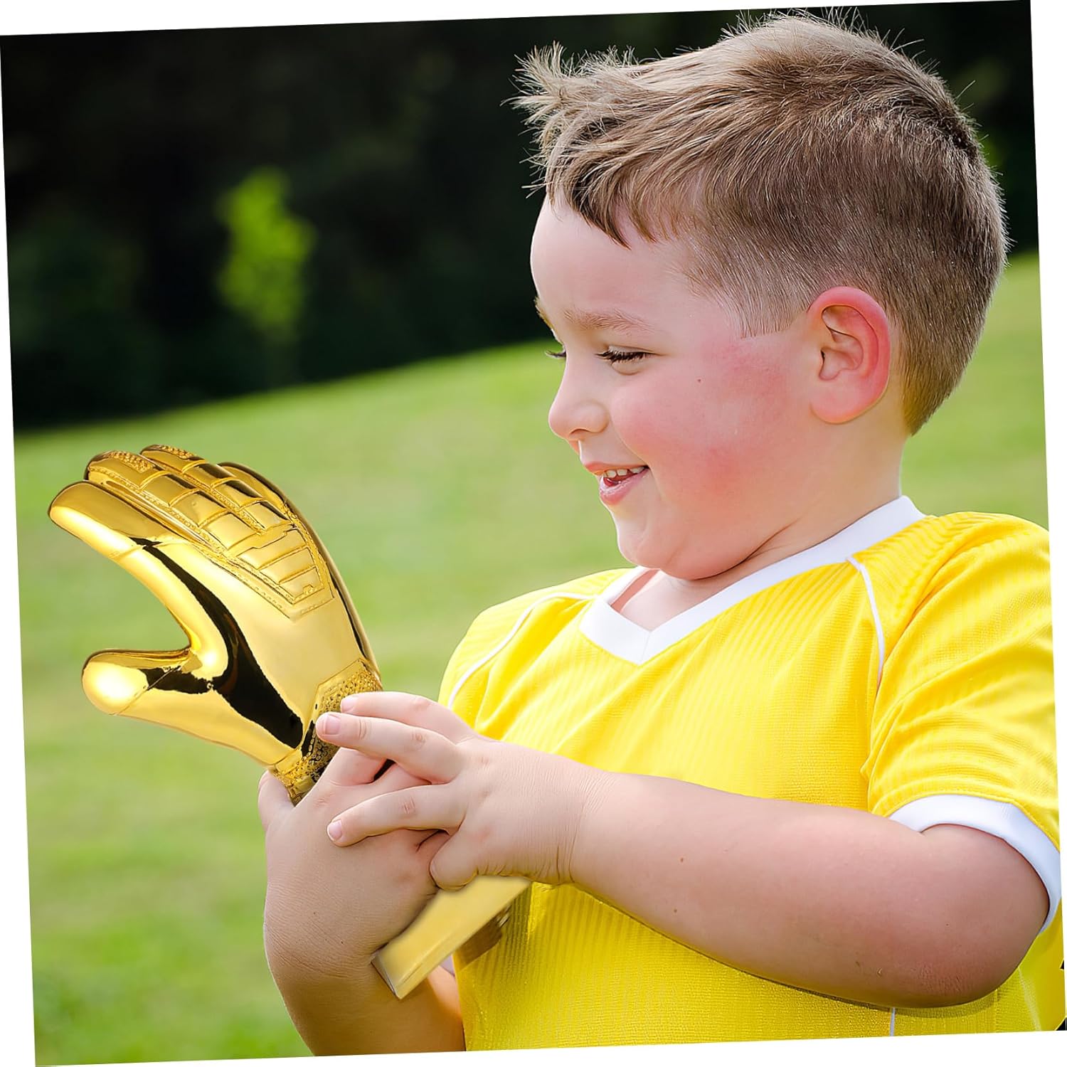 Soccer Trophy Decorative Award with Goalkeeper Gloves Design Unique Trophy Decor for Soccer Competitions and Events Players and Fans