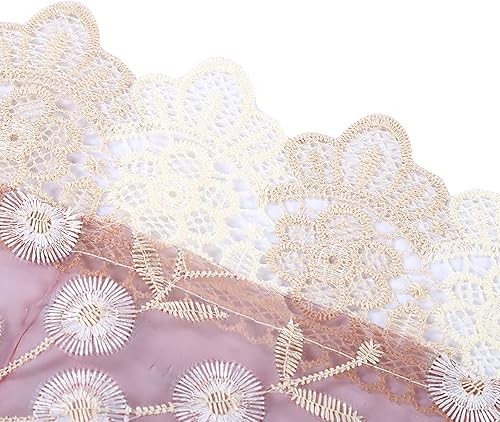 Miniatura 7 de MOUMOUTEN Mantel cuadrado de encaje, estilo europeo vintage, de poliéster, bordado, con ribete de encaje beige, cubierta de mesa para mesita de