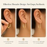 hooppoo 4 Pairs Teardrop Threader Hoop Earrings Gold – Hassle-free threader design