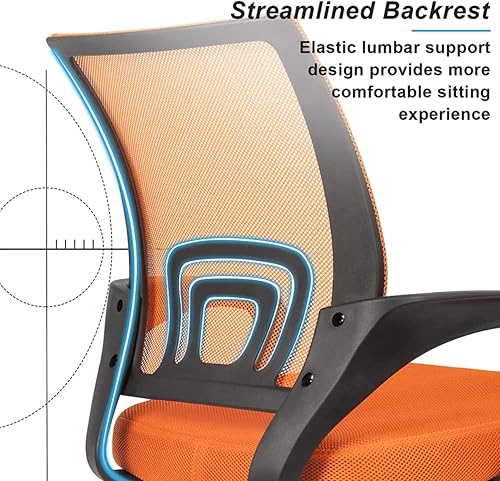 Miniatura 4 de Silla ergonómica de escritorio de oficina, asiento grueso con respaldo medio, silla de trabajo para computadora con soporte lumbar y respaldo de