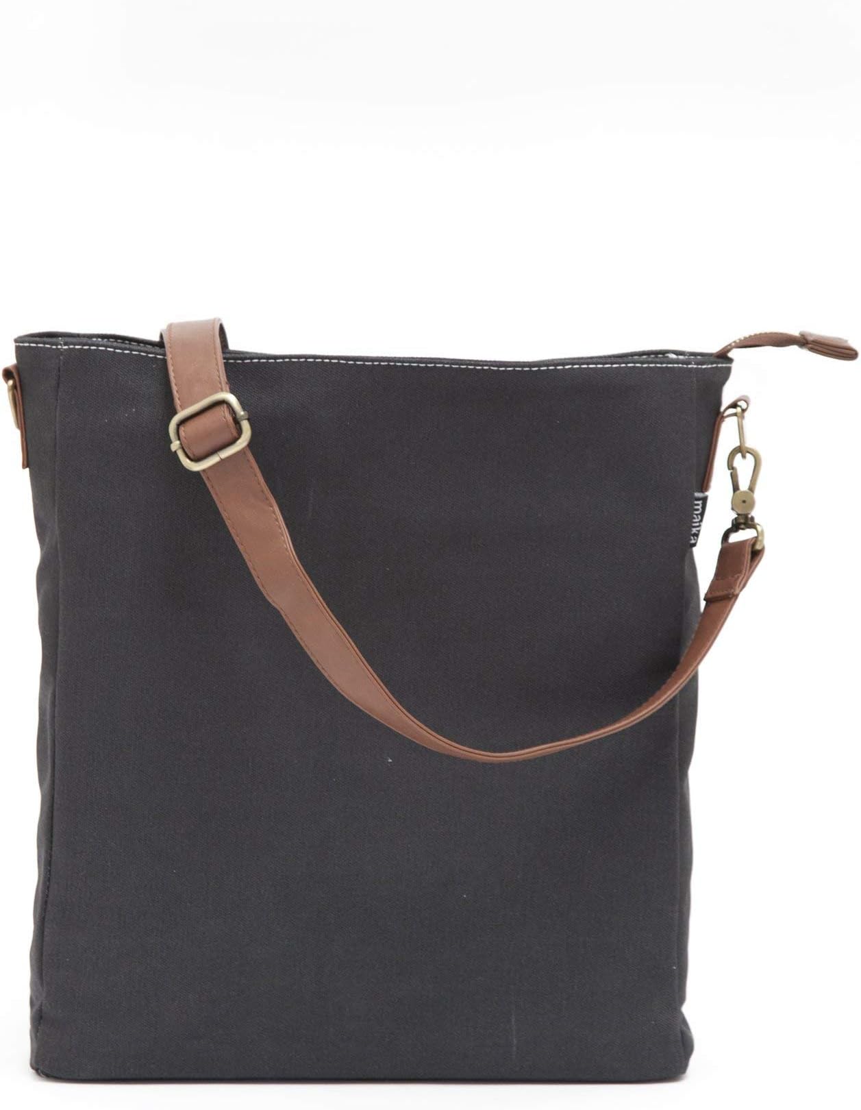 MAIKA Recycled Canvas Crossbody Bag, Waxed Black