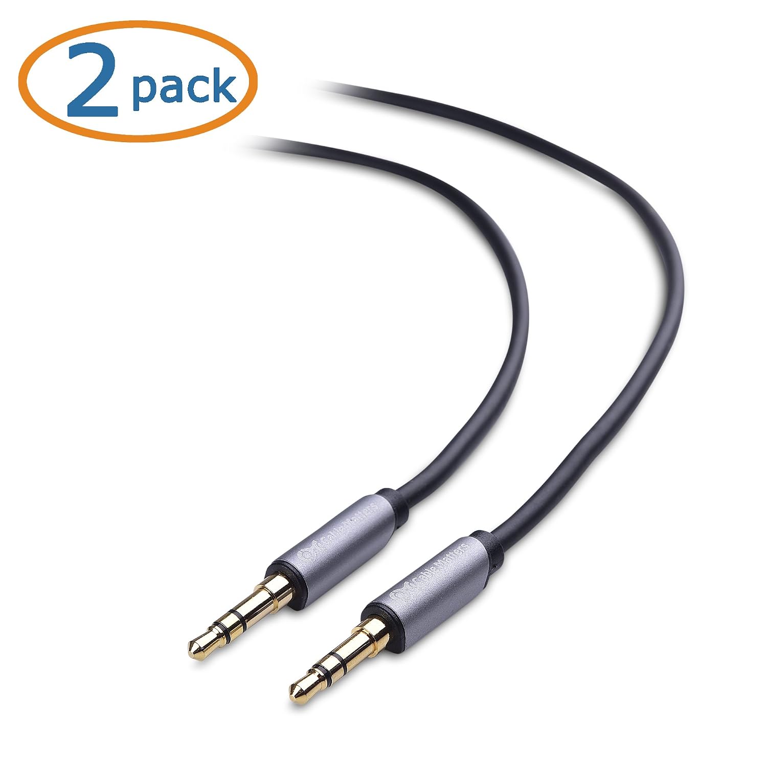 Cable Matters 2-Pack 3.5mm Aux Cable (Headphone Cable, Stereo Cable) in Black 12 Feet