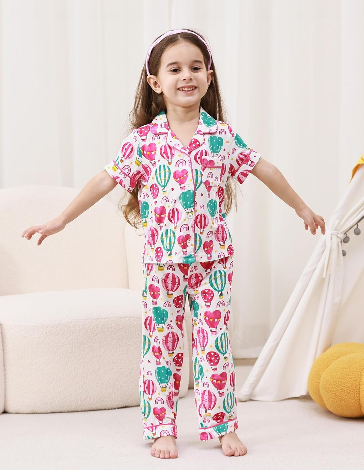 Little Kid's Pajama Set 2Piece Toddler Boys Girls Pjs Sets Button Down Sleepwear Viscose from Bamboo Pjs 2-10Y - Image 3