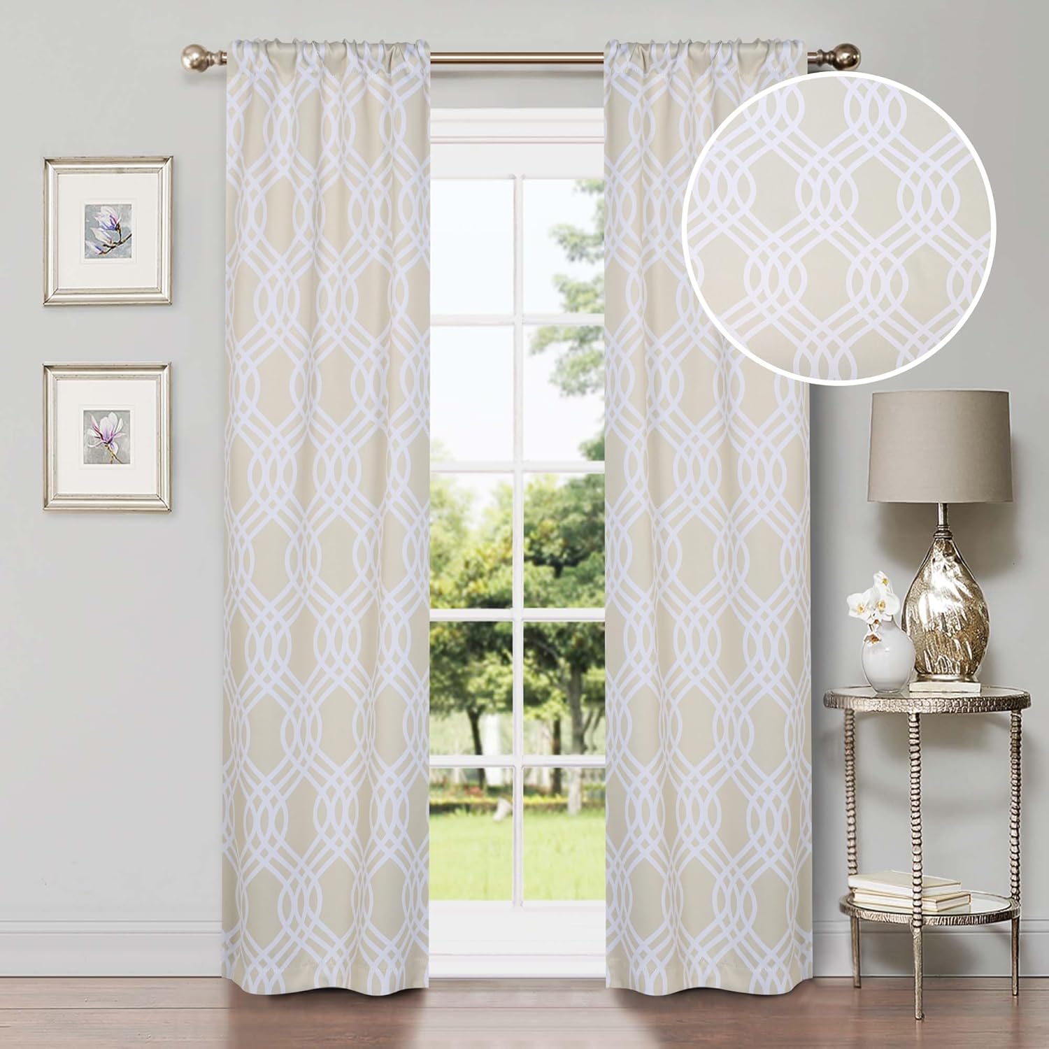 Superior Blackout Curtains, Room Darkening, Bedroom, Drapes, Kitchen, Living Room Window Accents, Sun Blocking, Thermal, Rod Pocket Header, Ribbon Collection, Set of 2 Panels, 26" x 84", Ivory