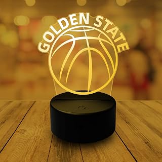 CLORURBANLIVE 3D Basketball Golden State Night Light 3D Illusion Lamp with Remote Control 16 Color Options Sports Decor Lighting for Fans (Golden State Multicoloured)