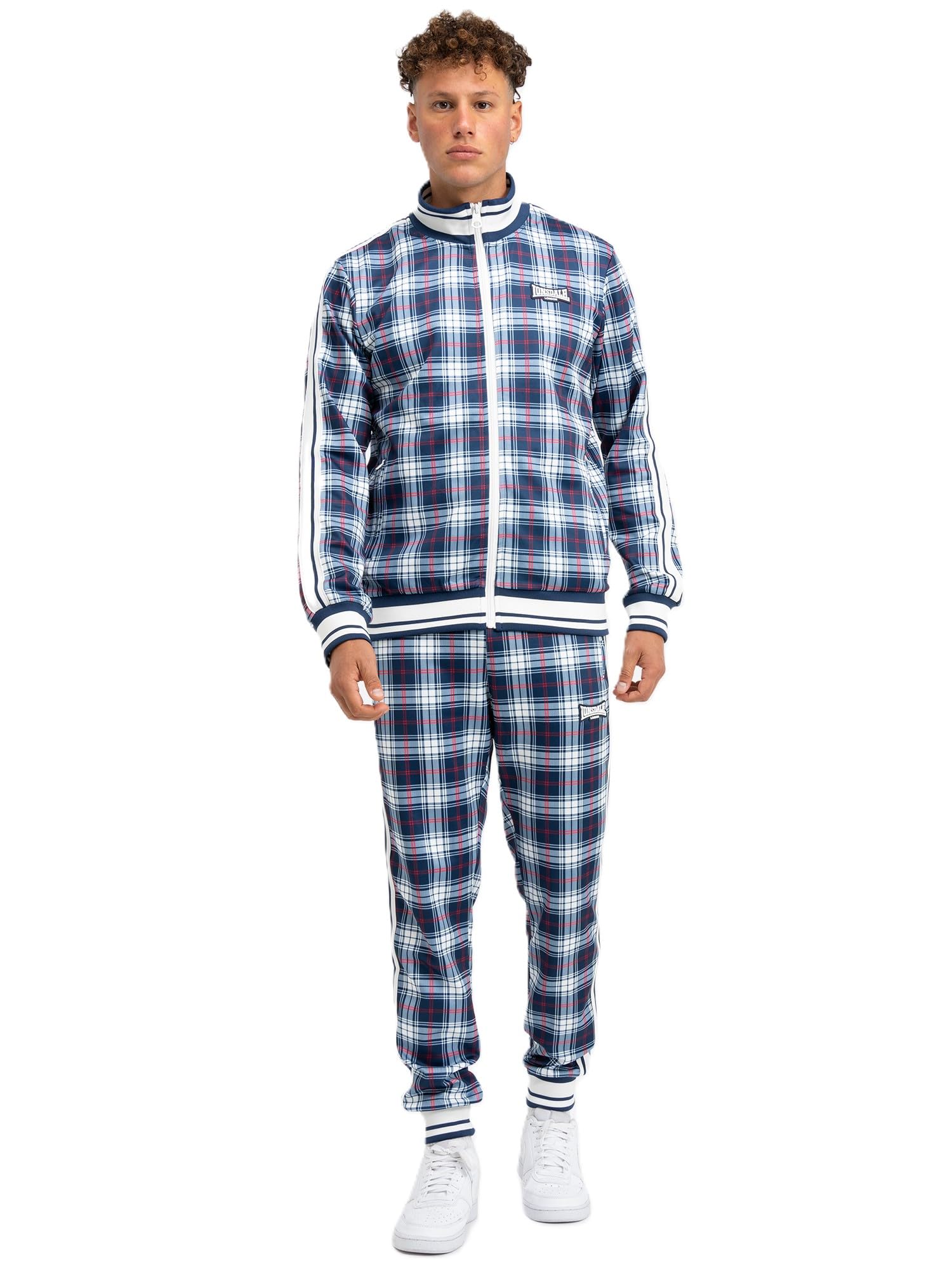 Lonsdale WEMBELY Tracksuit – Herren Jogginganzug, Slim Fit, Navy/White/Red