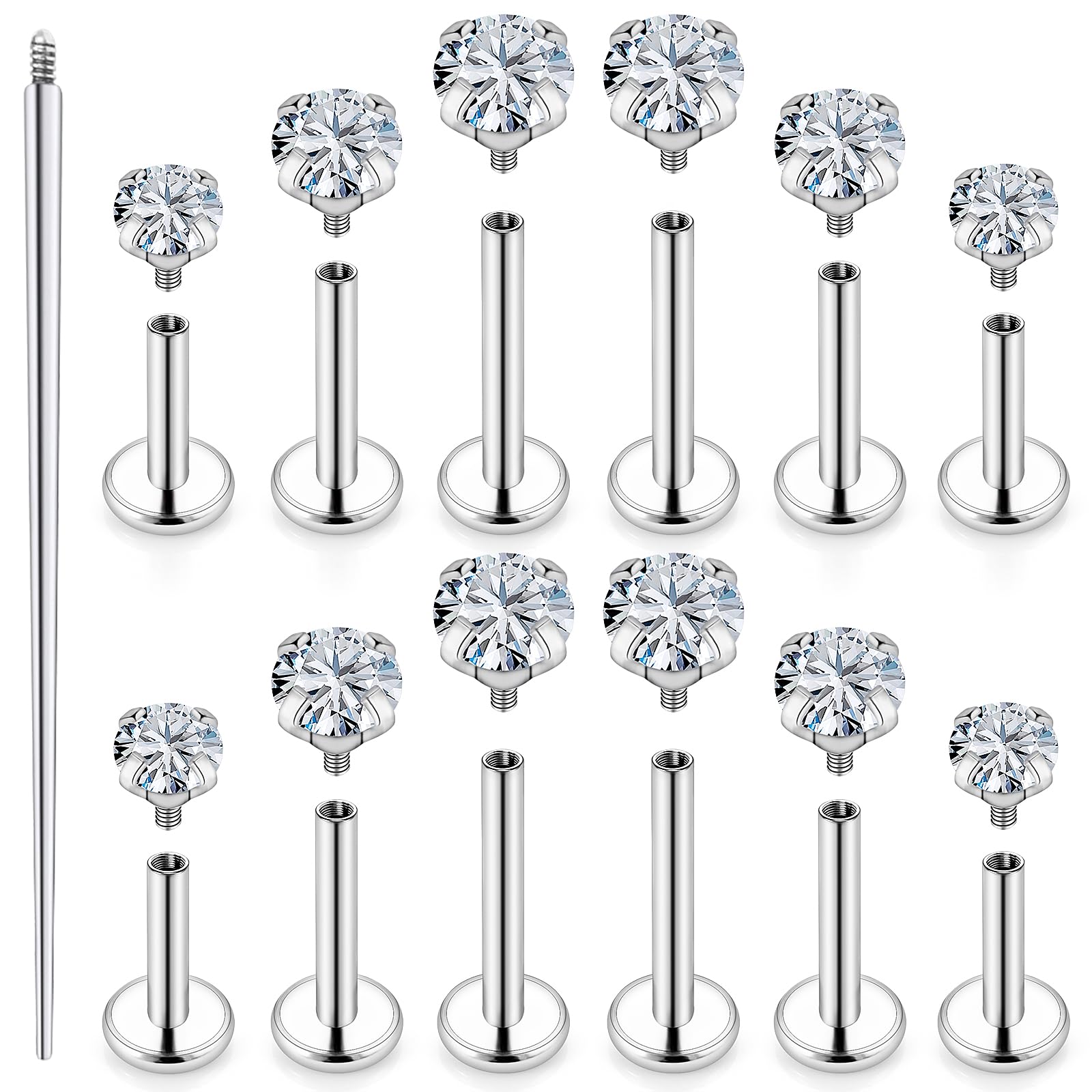 18G 16G Lip Labret Medusa Nose Rings Studs Flat Back Earrings Internally Threaded 316L Surgical Steel Cartilage Tragus Helix Conch Earrings Piercing Jewelry for Women Men 6mm 8mm 10mm-image-45