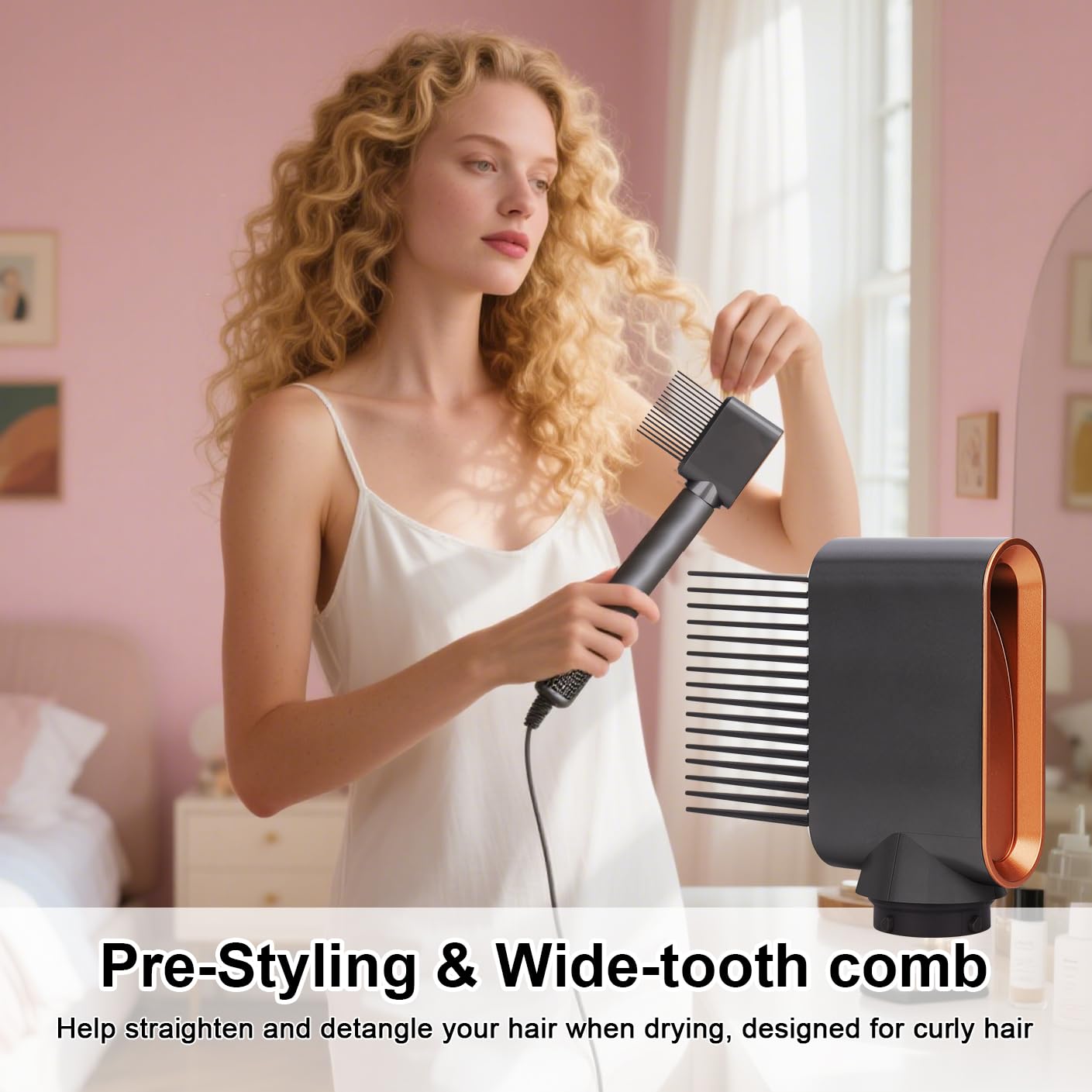 Vorstyling-Trockenaufsatz mit Kamm für D yson Airwrap Styler HS01 HS05, Schnelltrocknender Airwrap Aufsatz Haartrockner Düsen Ersatzzubehör