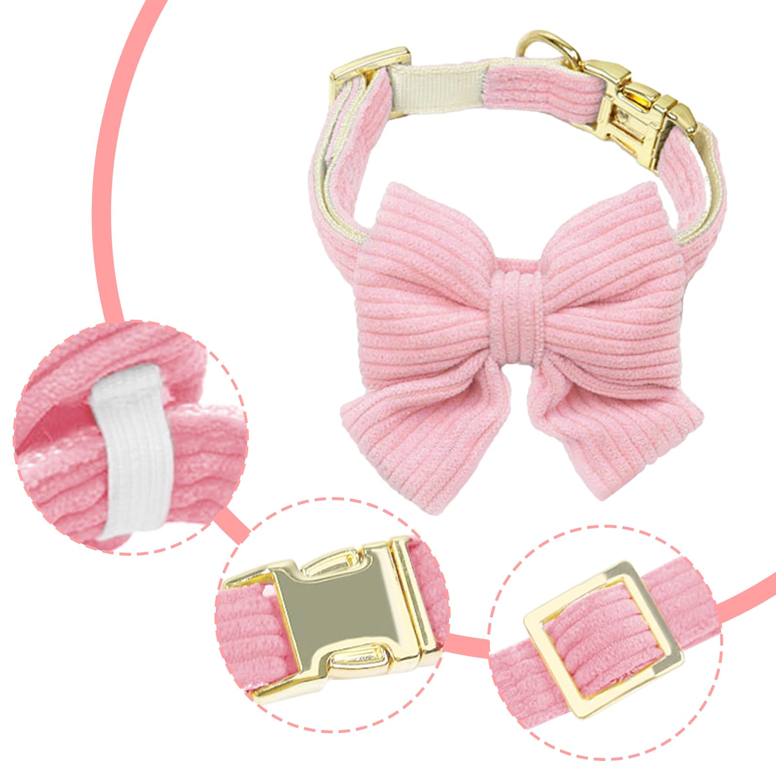 Cute Dog Bowtie Collar Adjustable Cotton Soft Collar Removable bow for Small Medium Dogs Wedding Party - Image 4