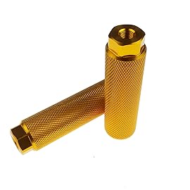 Zelerdo 2 Pairs Aluminum Alloy Bike Pegs for Mountain Bike Cycling Rear Stunt Pegs Fit 3/8 inch Axles (Pure Yellow, 100x28 mm)