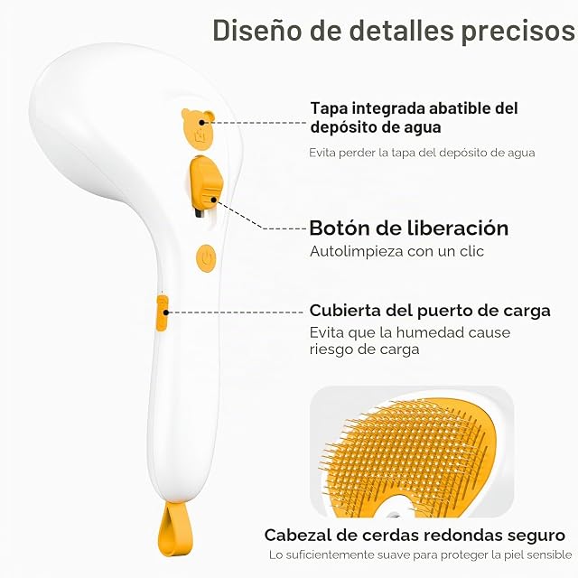 Foto 8 de 8 de Euqvunn Cepillo a Vapor para Gatos con Botón de Liberación