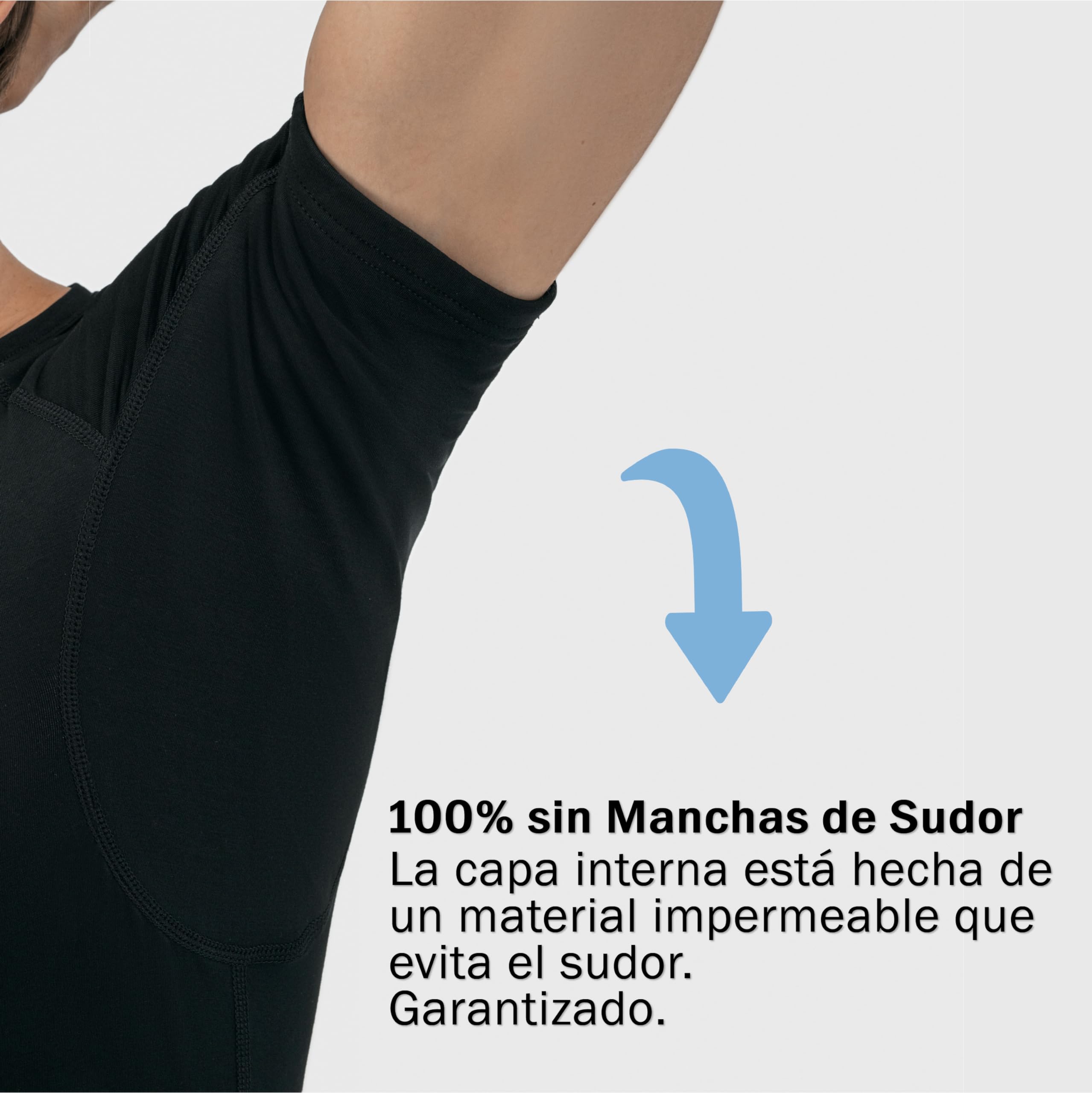 Camiseta Antisudor - Camiseta contra Las Manchas de Sudor - Camiseta Interior Anti Sudor - con ArmPads Pro y Tratamiento de Plata - Hombre - Cuello Redondo