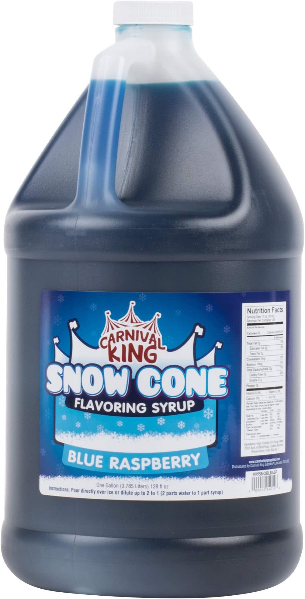 Carnival King 1 Gallon Blue Raspberry Snow Cone Syrup - 4/Case
