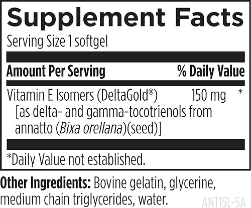 Vista 16 de Designs for Health Annatto-E 300mg Tocotrienoles Vitamina E - Delta + Gamma Tocotrienoles para apoyar la salud del corazón, la salud ocular