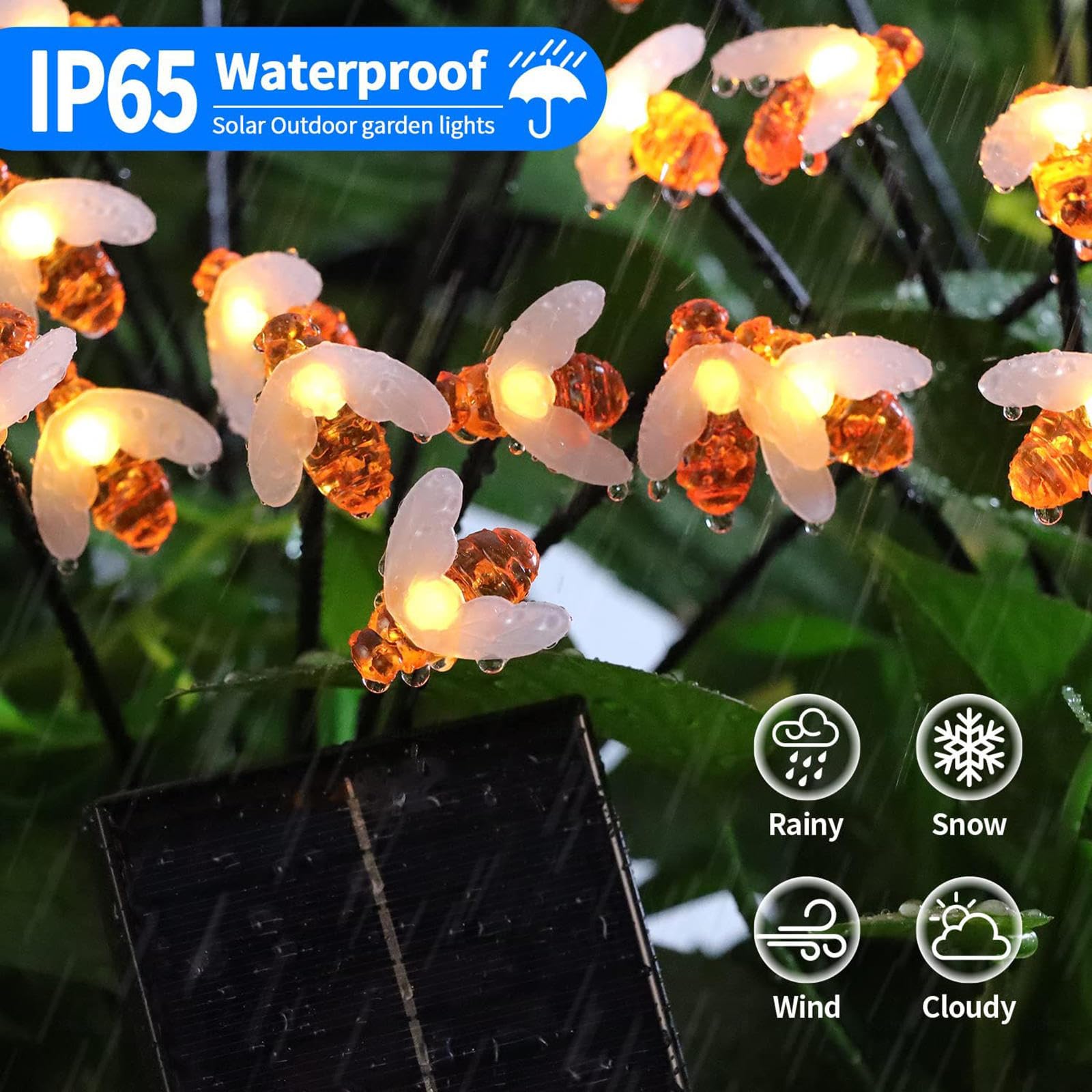 Abeja Lucié Rnaga Luz Solar Exterior Jardin, 4 Piezas LuciéRnaga Con 6/8/10bolas Luces Solares, IluminacióN AutomáTica Guirnaldas Solares Led Exterior Jardin