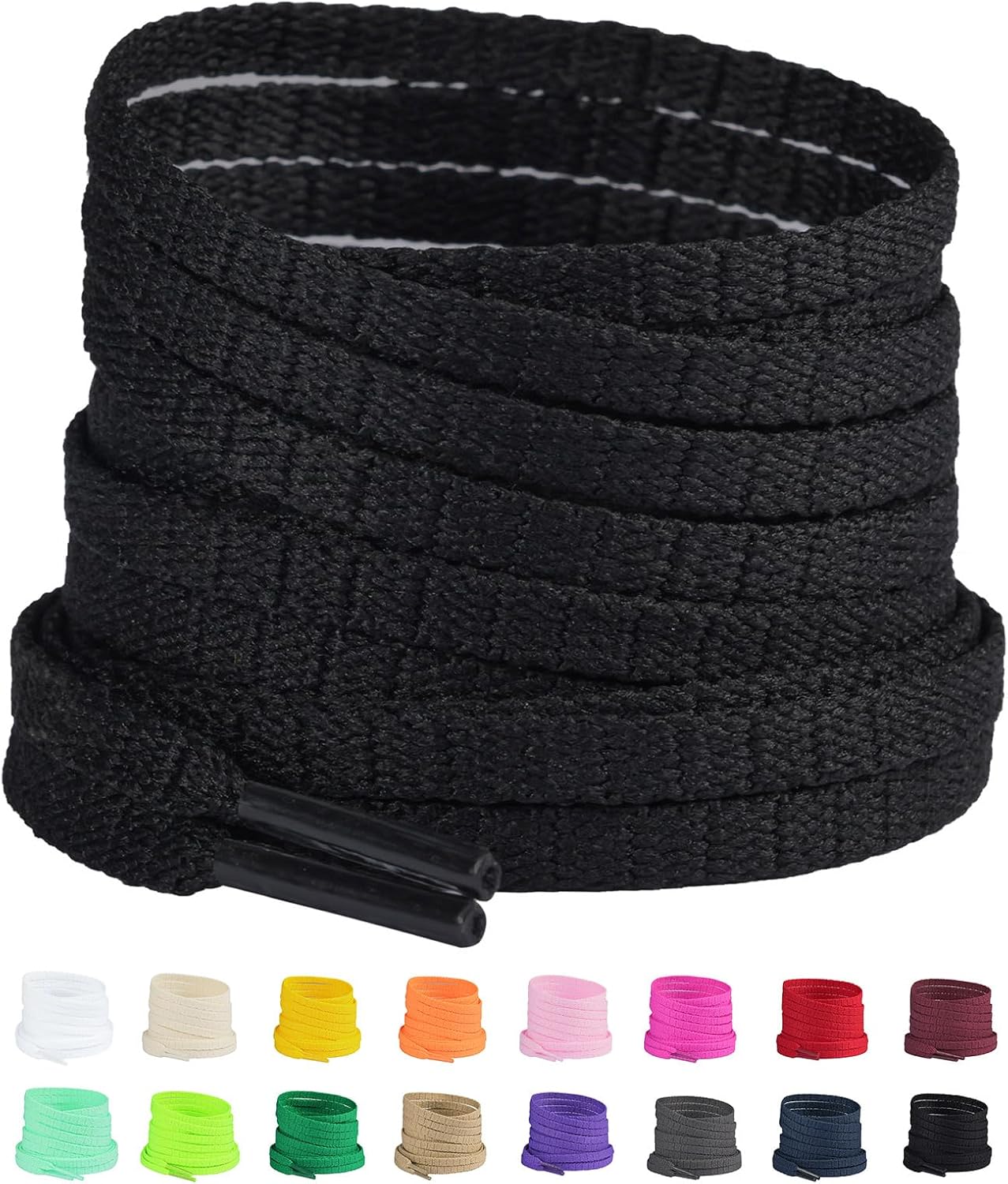 Olukssck 2 Pair 1/5" Flat Shoe Laces for Sneakers 31"-63" Length Athletic Shoelaces Replacement Strings