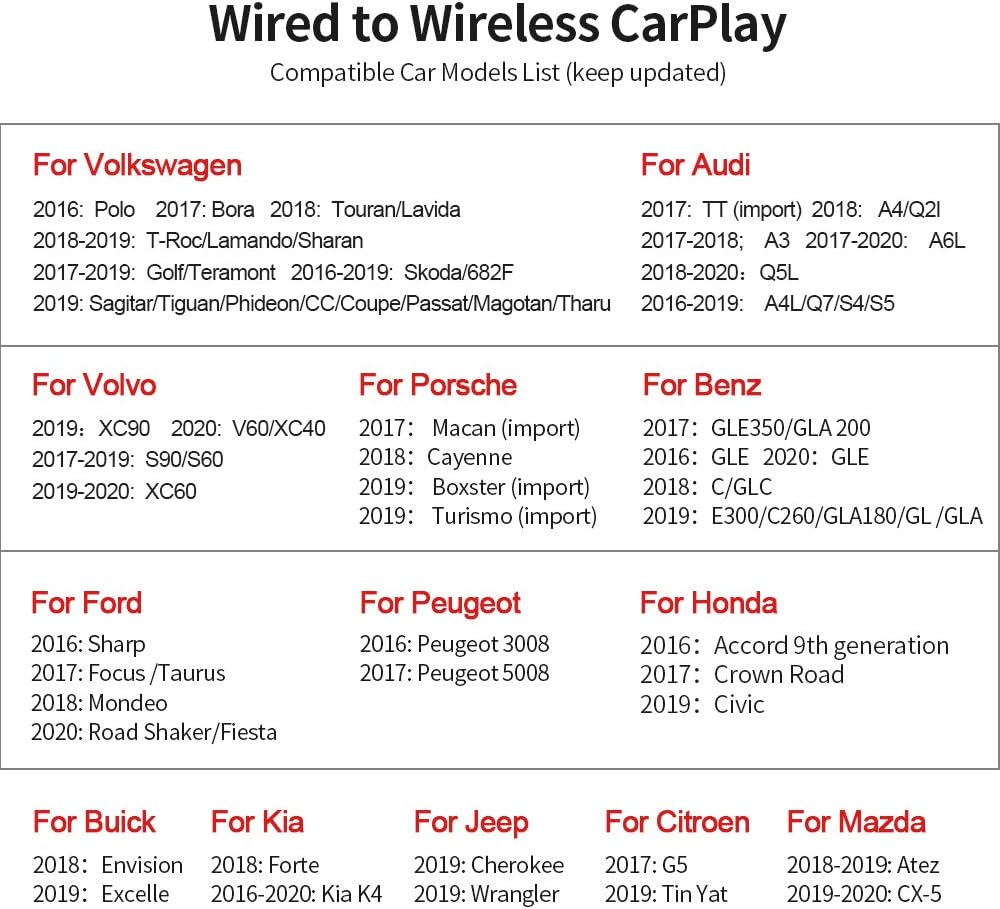 Wееklу Tор Sаlе 2022 Wireless CarPlay Adapter U2W CarlinKit Wireless CarPlay Dongle for Audi/Volkswagen/Volvo Cars with Original Factory CarPlay, Supports iOS 13+, OTA Online Upgrade Uр Tо 40% оƒƒ 2022 Wireless CarPlay Adapter U2W CarlinKit Wireless CarPlay Dongle for Audi/Volkswagen/Volvo Cars with Original Factory CarPlay, Supports iOS 13+, OTA Online Upgrade