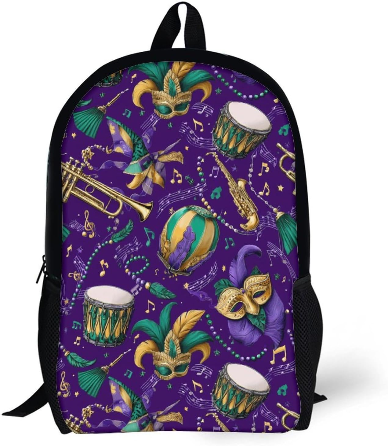 Mardi And Gras Travel Backpack 17 Inch Casual Daypack Bag with Adjustable Shoulder Straps