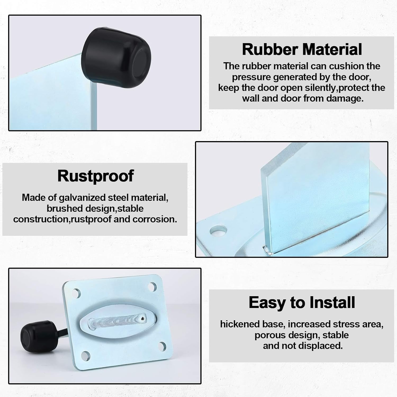 MorningRo End Stop Heavy Duty Gate Stopper Floor Mount 4-5/8" Height for Outdoor Door Stop Gate with Base Plate Large Rubber Sliding Driveway Swing Rolling Door