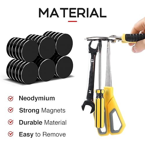 Miniatura 92 de Imanes para refrigerador, 50 unidades, redondos y pequeños, de neodimio de 0.39 x 0.12 pulgadas, para pizarra blanca, manualidades, bricolaje