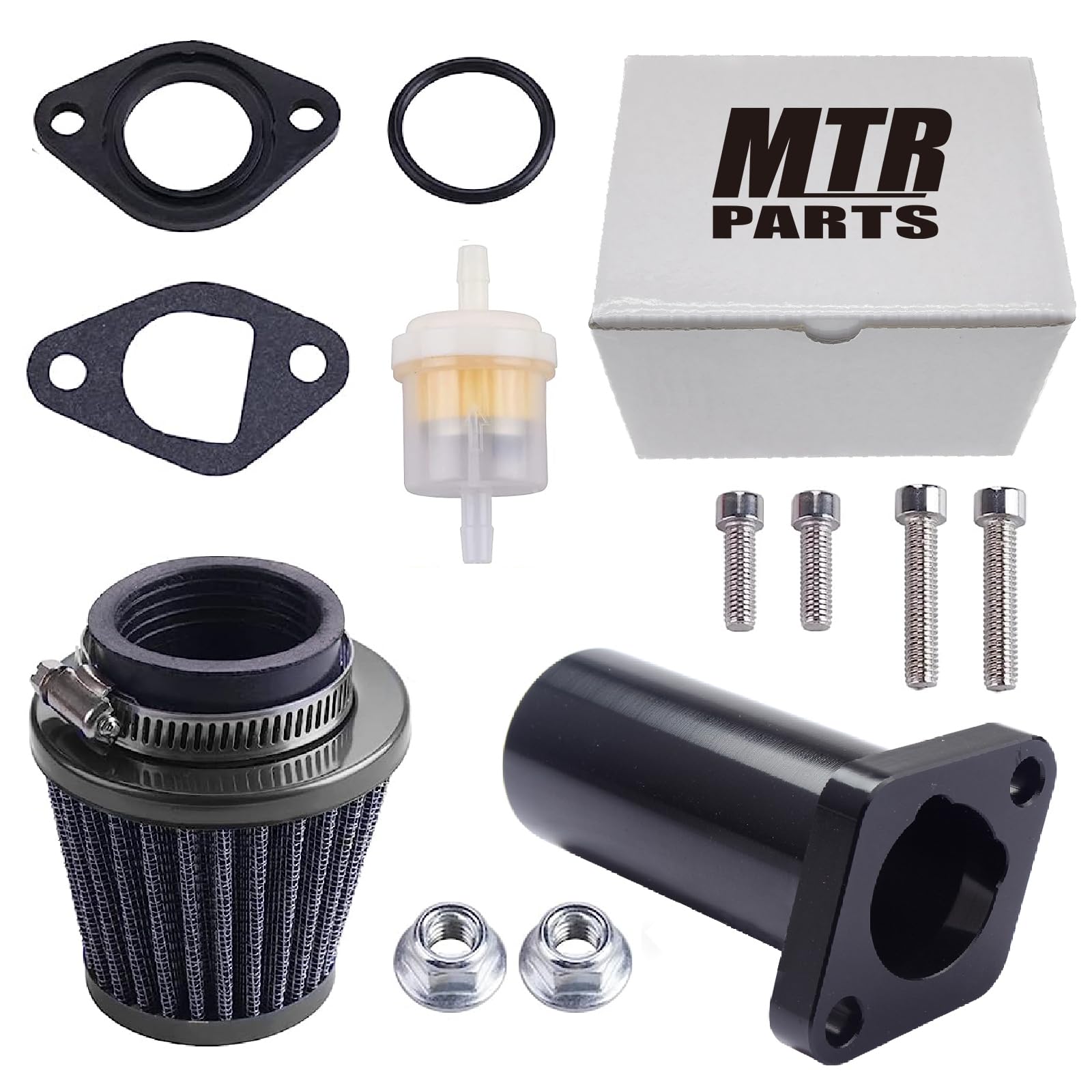 Motorcycle intake manifold suitable for PWK VM24 Honda CT200U GX160 GX200 6.5HP OHV 196cc clone engines, Predator 212CC minibikes, and go-karts (black)