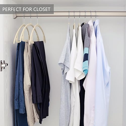 Miniatura 7 de MIZGI Paquete de 50 perchas de terciopelo de alta calidad, antideslizantes, sin hombros, ganchos cromados, ropa que ahorra espacio, forma redondeada