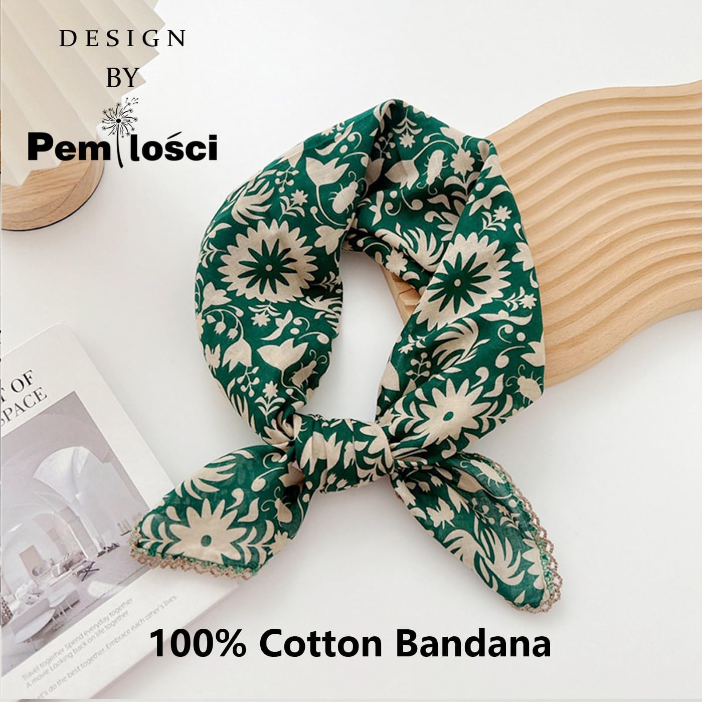 Large Cotton Bandana Headband, Head Wrap, Protective Coverage, Hair Neck Scarf for Women 28 x 28 inch - Image 3