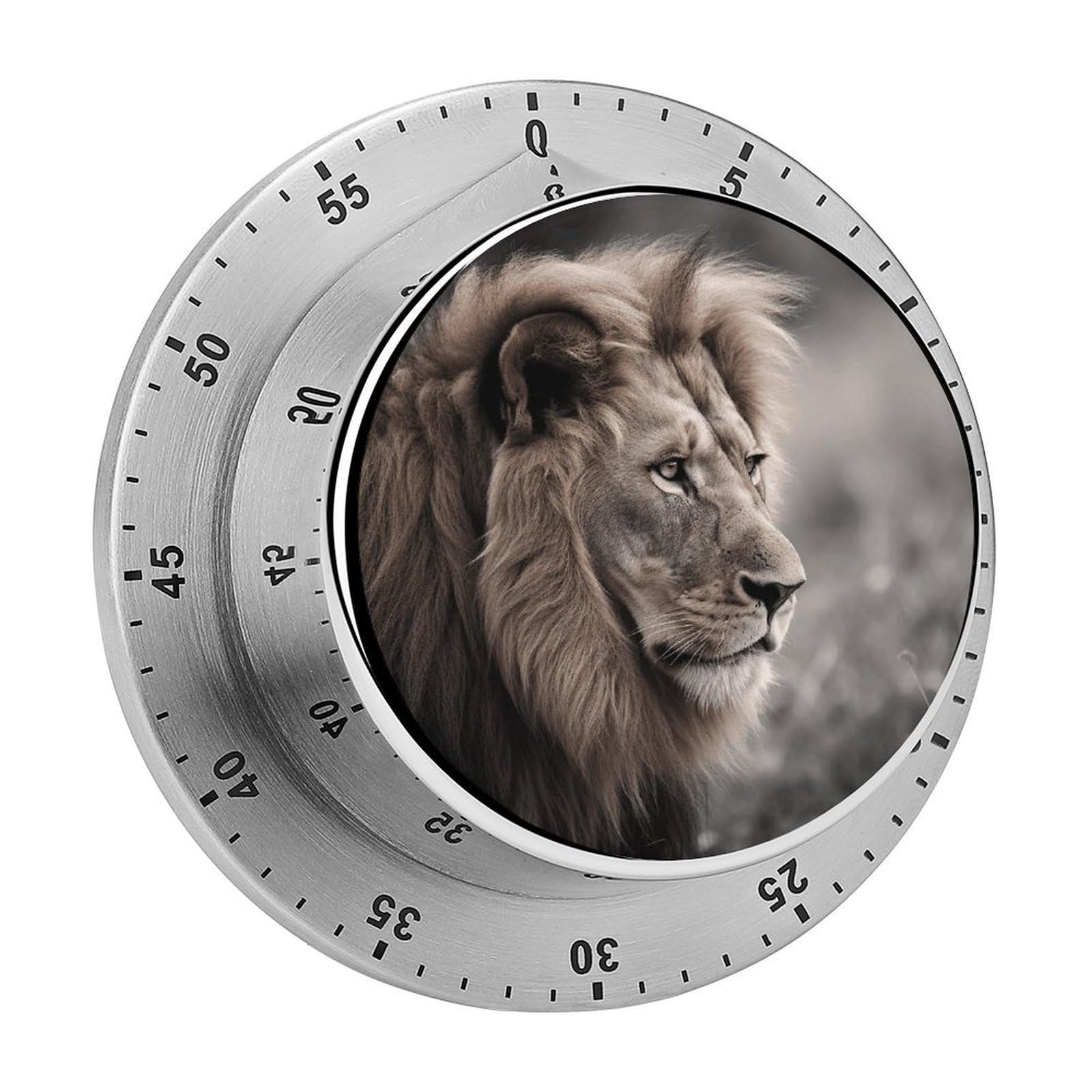 Wildlife Lion Kitchen Timers for Cooking Chef Stainless Steel Timer Clock with Loud Alarm Mechanical 60 Minute Wind Up Timers No Batteries Required Manual Countdown Timer