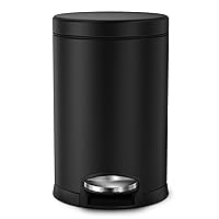 Vista 2 de Simplehuman - Cubo de basura redondo para baño con pedal, de 4.5 litros / 1.2 galones, color negro mate