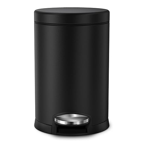 Miniatura 2 de Simplehuman - Cubo de basura redondo para baño con pedal, de 4.5 litros  1.2 galones, color negro mate