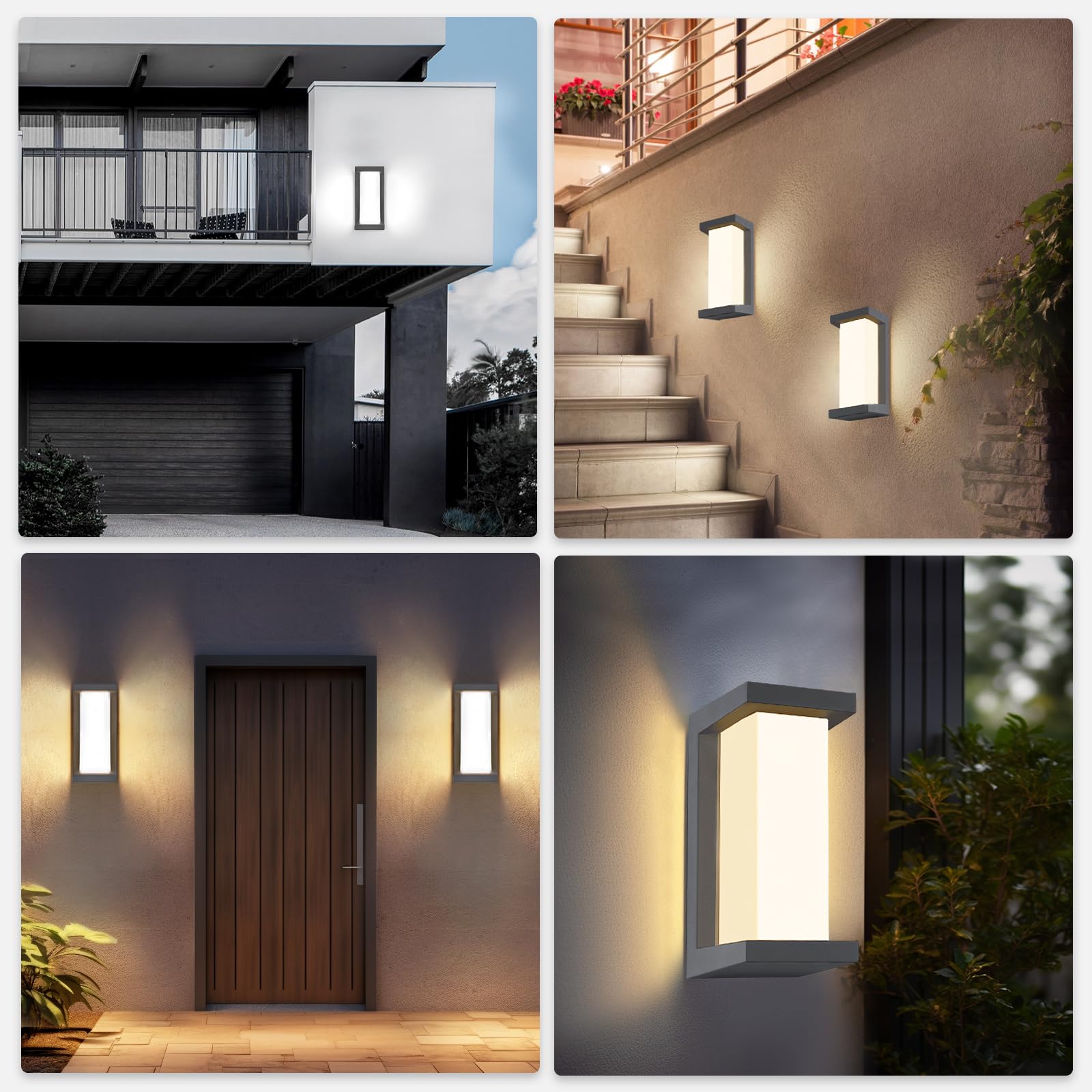 YindaLux 18W Aussenlampe mit Bewegungsmelder, LED Anthrazit Wandleuchte Aussen mit Fernbedienung, IP65 Wasserdichte Modern Wandlampe Innen/Außen, 3000-6500K Dimmbar Außenleuchte für Garten, 2 Stück
