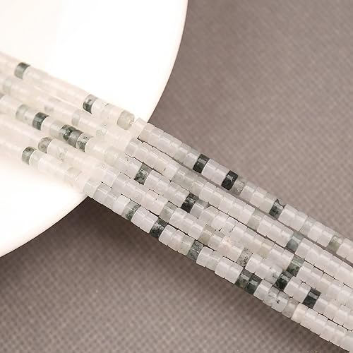 Miniatura 4 de 150 cuentas espaciadoras de jade iceberg natural, sueltas, semipreciosas, planas, redondas, cuentas de piedra de disco Heishi para cuentas de